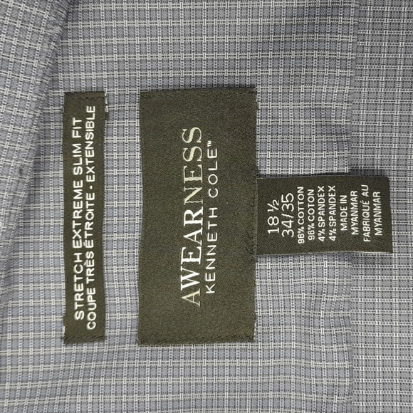 Kenneth Cole Awearness Button Up Shirt Size 18.5-34/35 Blue #66 - Picture 5 of 7